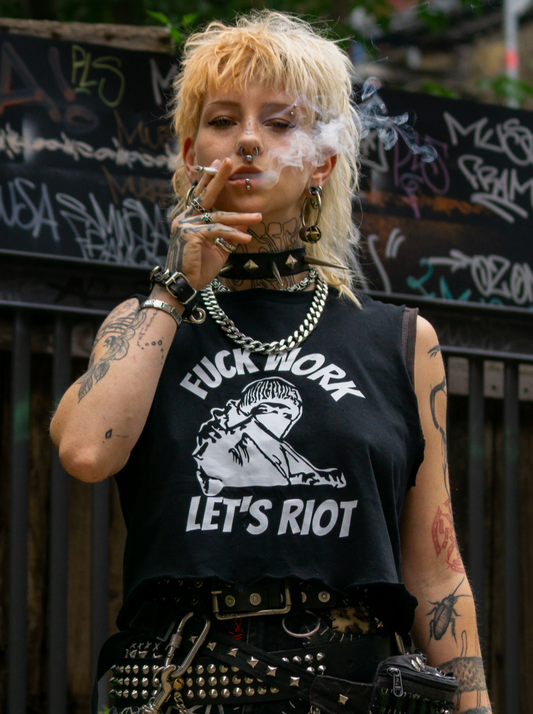 US: FUCK WORK - LET'S RIOT! - Fair Wear - Unisex organic T-Shirt - FREE DELIVERY