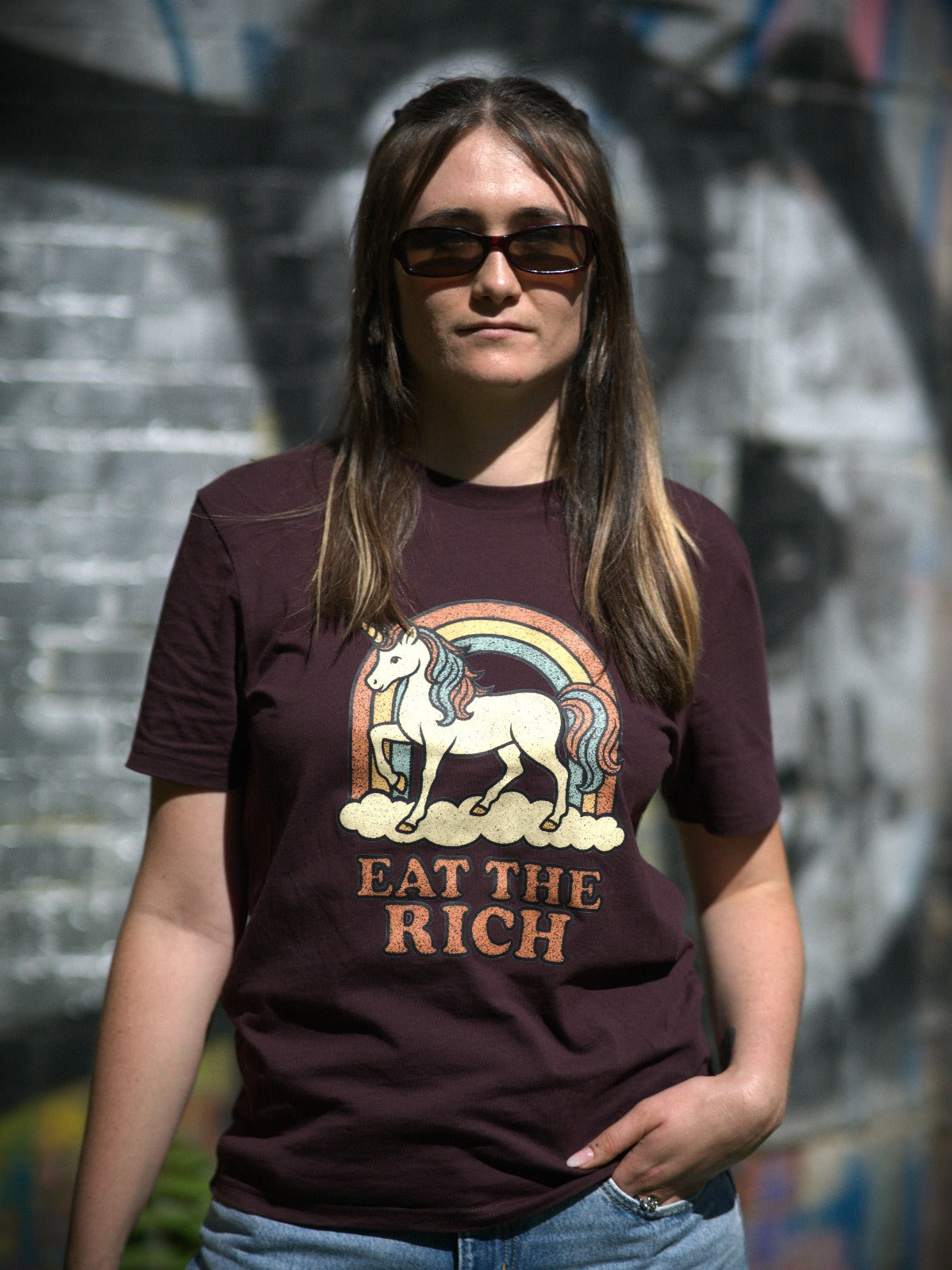 COMRADE UNICORN - Eat the Rich - Fair Wear - Organic Unisex T-Shirt - FREE DELIVERY