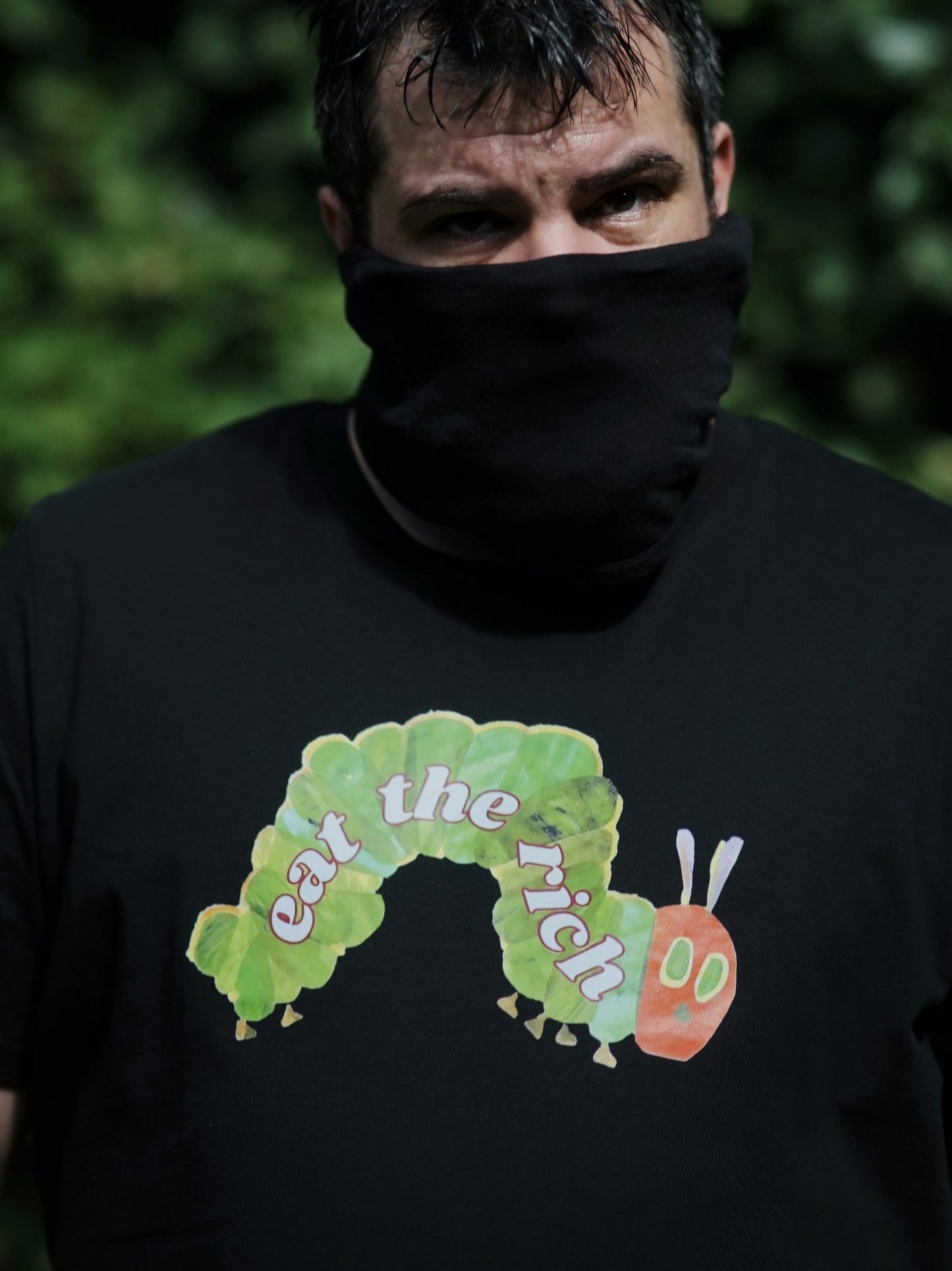 EAT THE RICH Caterpillar - Fair Wear - Unisex organic cotton T-Shirt - FREE DELIVERY