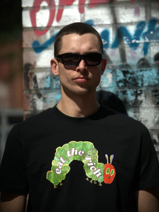 EAT THE RICH Caterpillar - Fair Wear - Unisex organic cotton T-Shirt - FREE DELIVERY