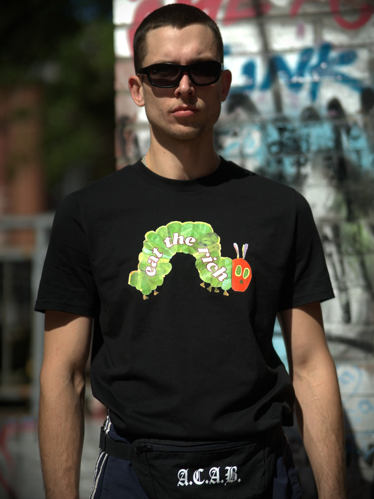 EAT THE RICH Caterpillar - Fair Wear - Unisex organic cotton T-Shirt - FREE DELIVERY